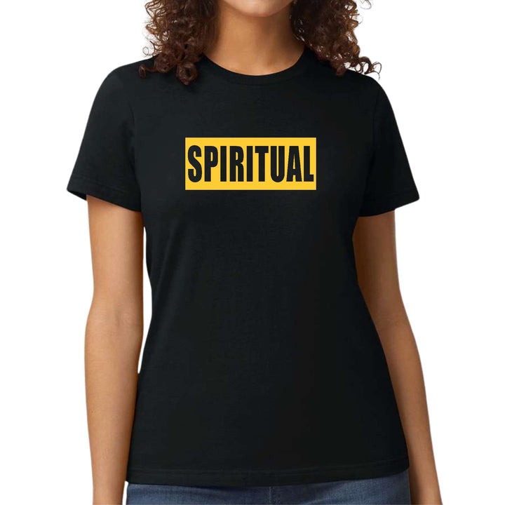 Womens Graphic T-shirt Spiritual Yellow Gold Colorblock Illustration - Womens