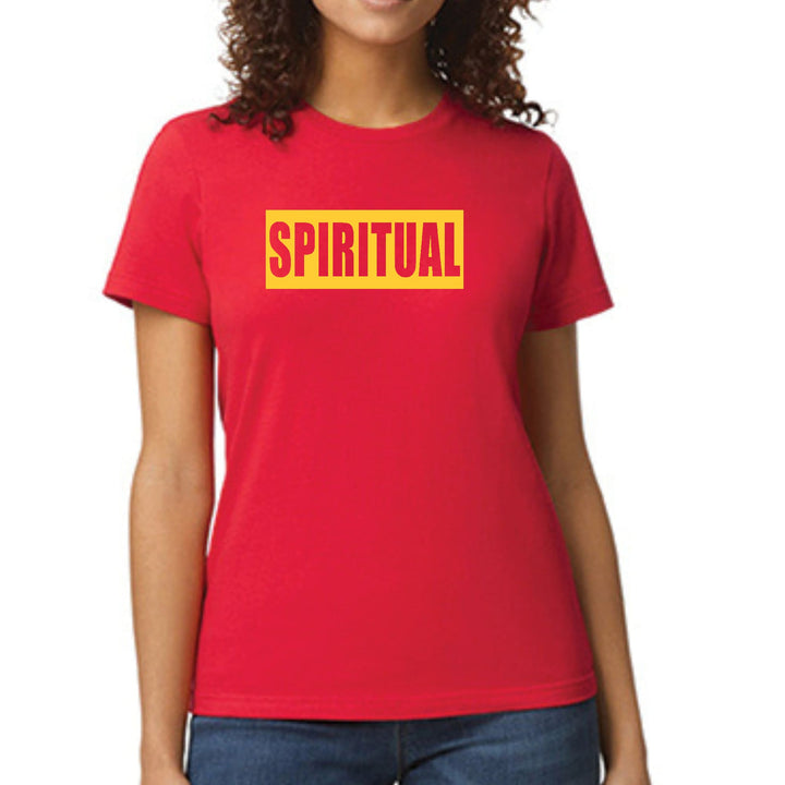 Womens Graphic T-shirt Spiritual Yellow Gold Colorblock Illustration - Womens