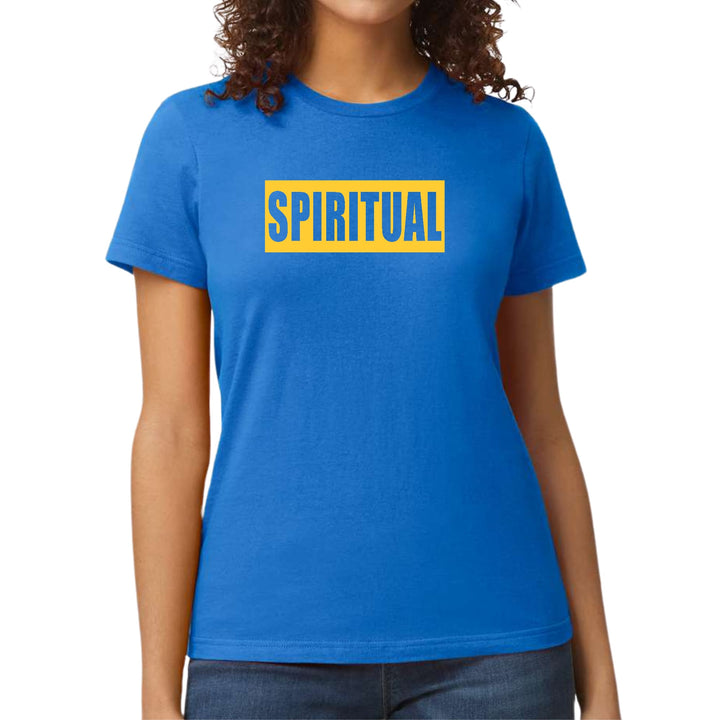 Womens Graphic T-shirt Spiritual Yellow Gold Colorblock Illustration - Womens