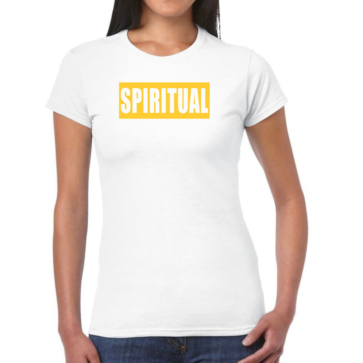 Womens Graphic T-shirt Spiritual Yellow Gold Colorblock Illustration - Womens