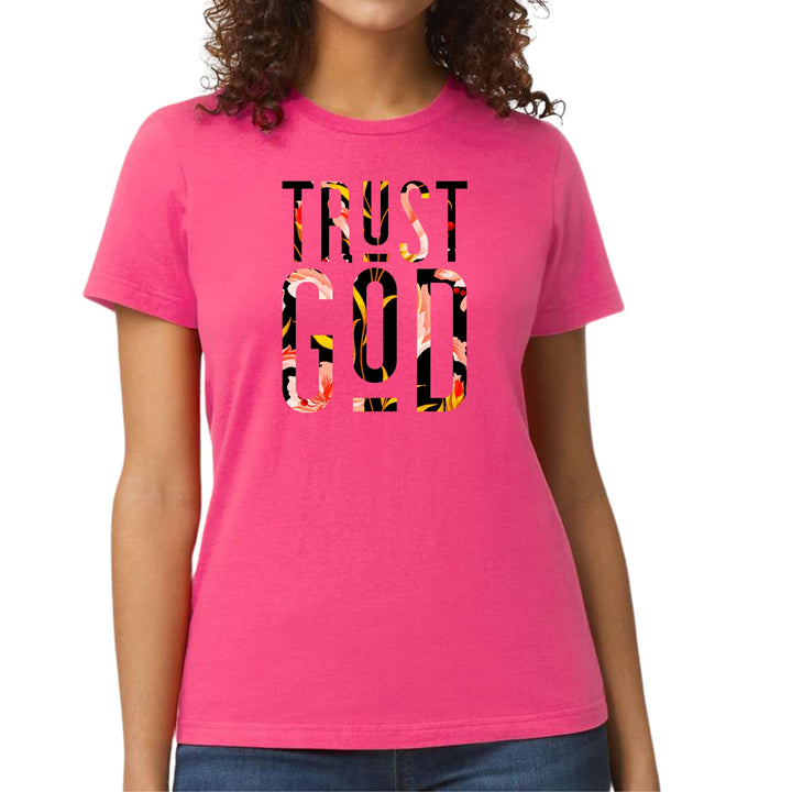 Womens Graphic T-shirt Trust God Floral Print - Womens | T-Shirts