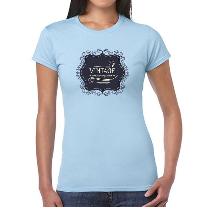 Womens Graphic T-shirt Vintage Premium Quality Black Beige - Womens/T-Shirts