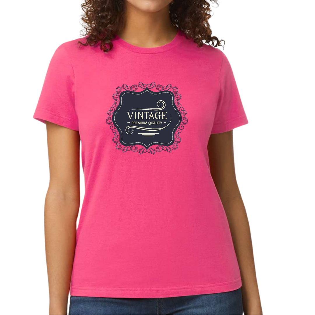 Womens Graphic T-shirt Vintage Premium Quality Black Beige - Womens/T-Shirts