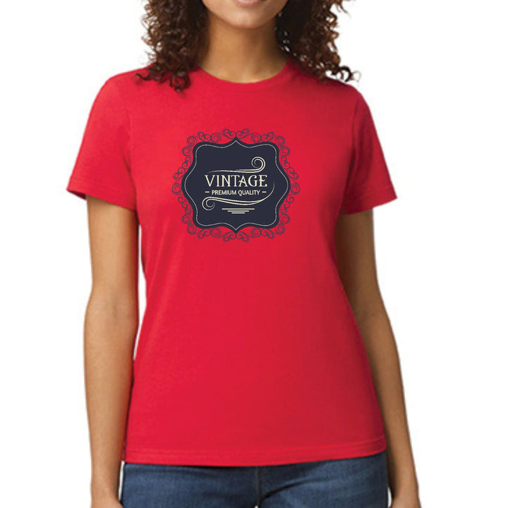 Womens Graphic T-shirt Vintage Premium Quality Black Beige - Womens/T-Shirts
