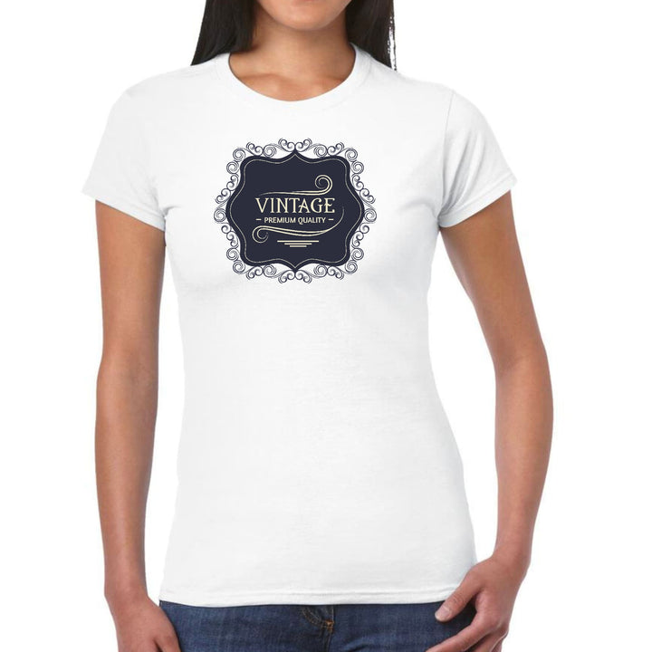 Womens Graphic T-shirt Vintage Premium Quality Black Beige - Womens/T-Shirts