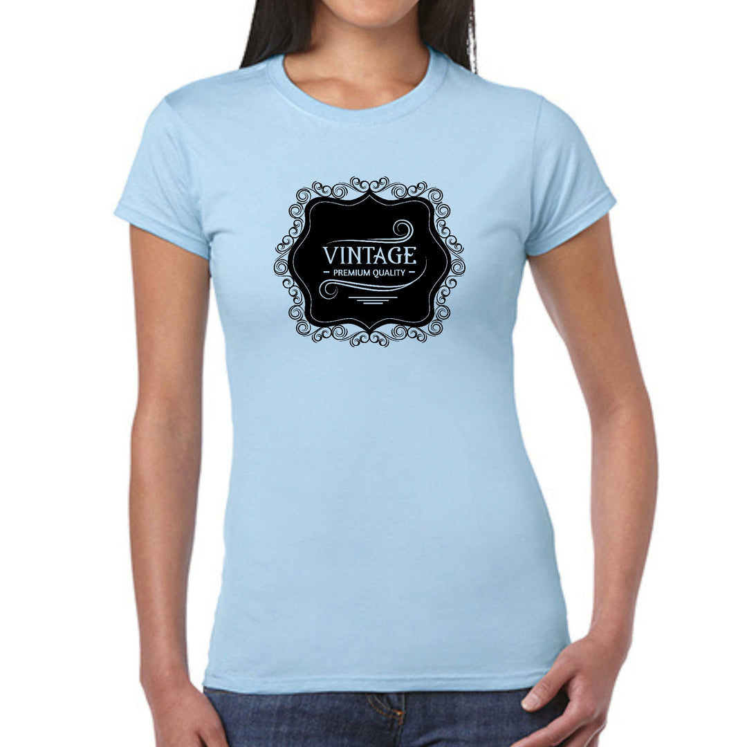 Womens Graphic T-shirt Vintage Premium Quality Black Illustration