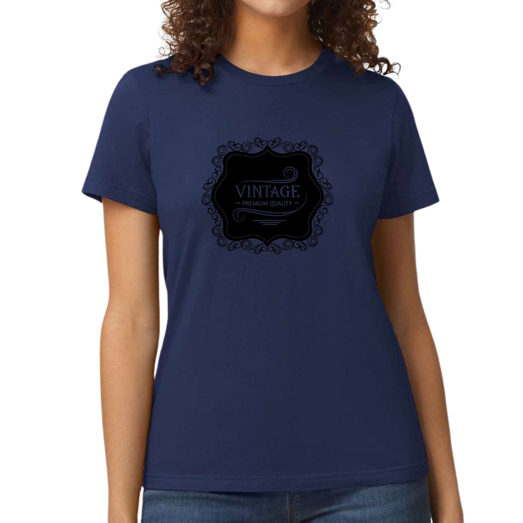 Womens Graphic T-shirt Vintage Premium Quality Black Illustration