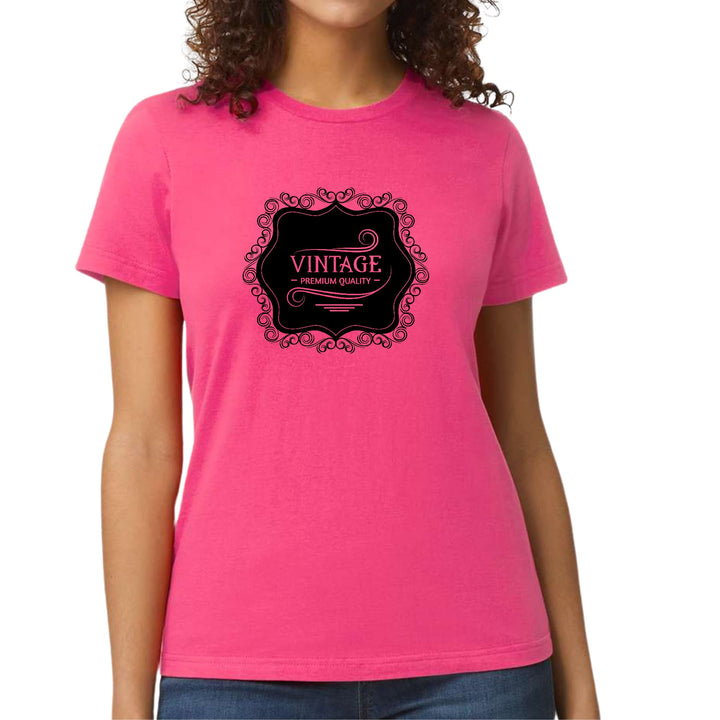Womens Graphic T-shirt Vintage Premium Quality Black Illustration