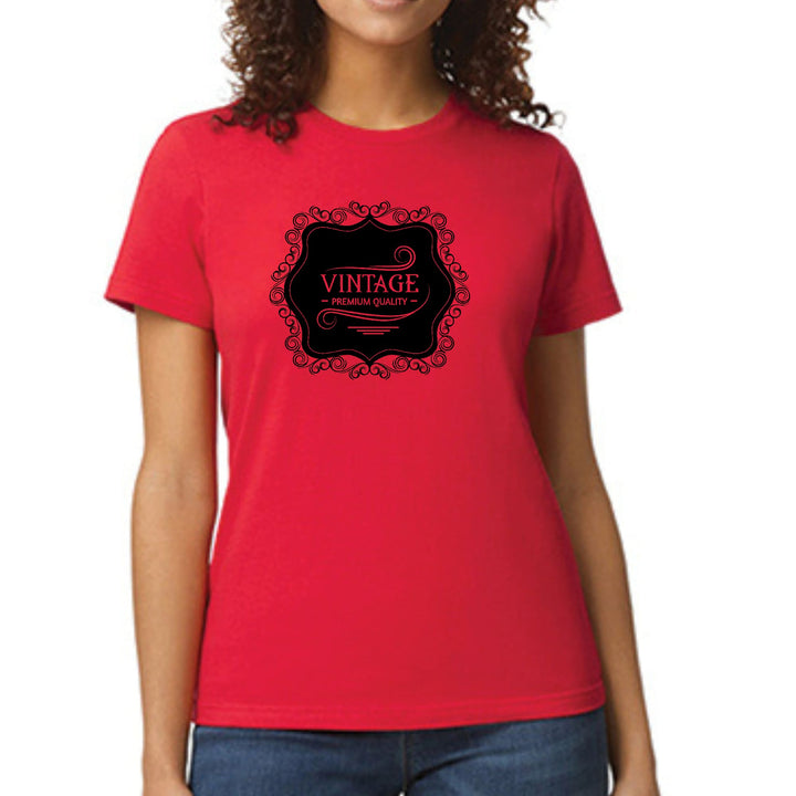 Womens Graphic T-shirt Vintage Premium Quality Black Illustration