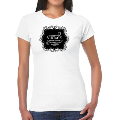 Womens Graphic T - shirt Vintage Premium Quality Black White - T - Shirts