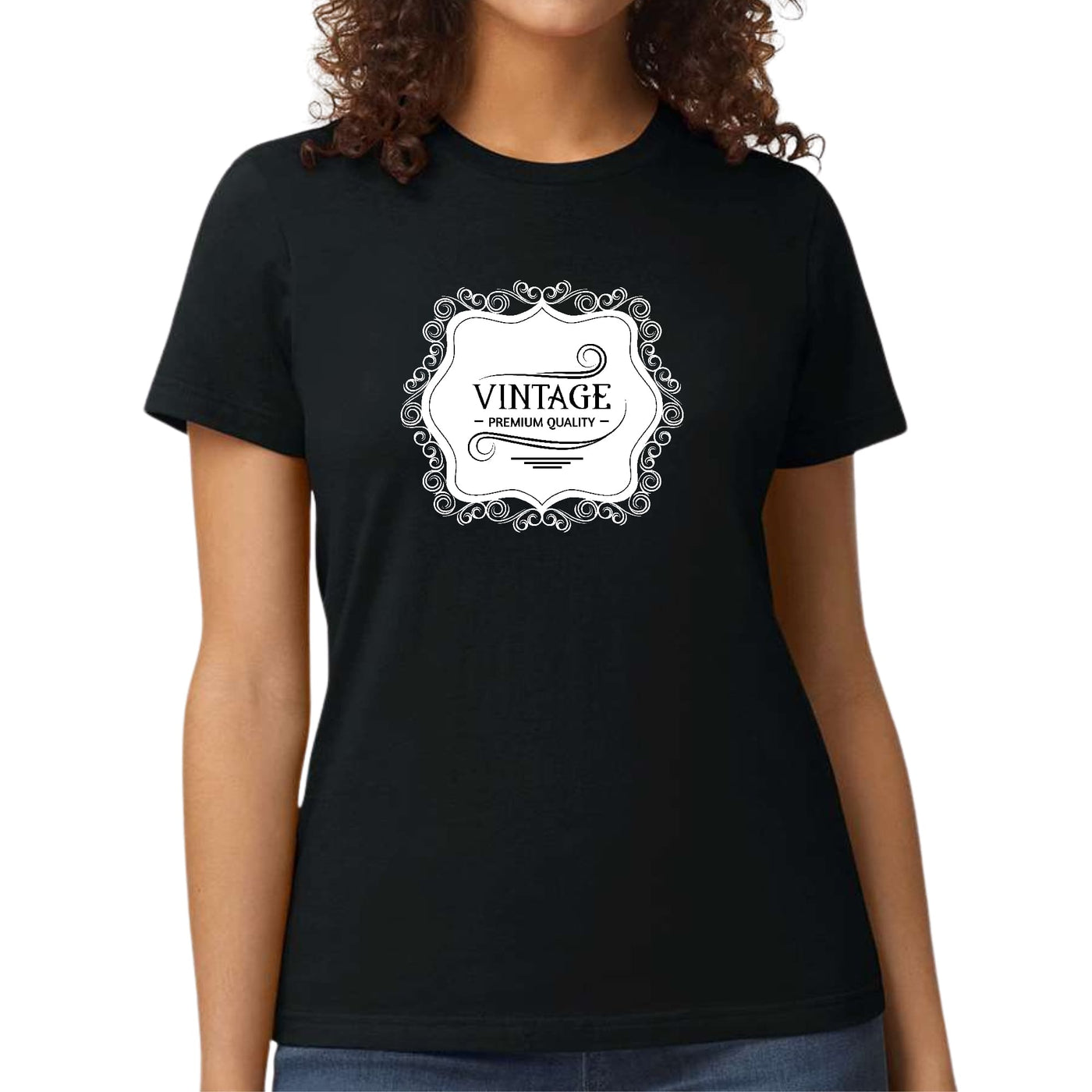 Womens Graphic T - shirt Vintage Premium Quality White Black - T - Shirts