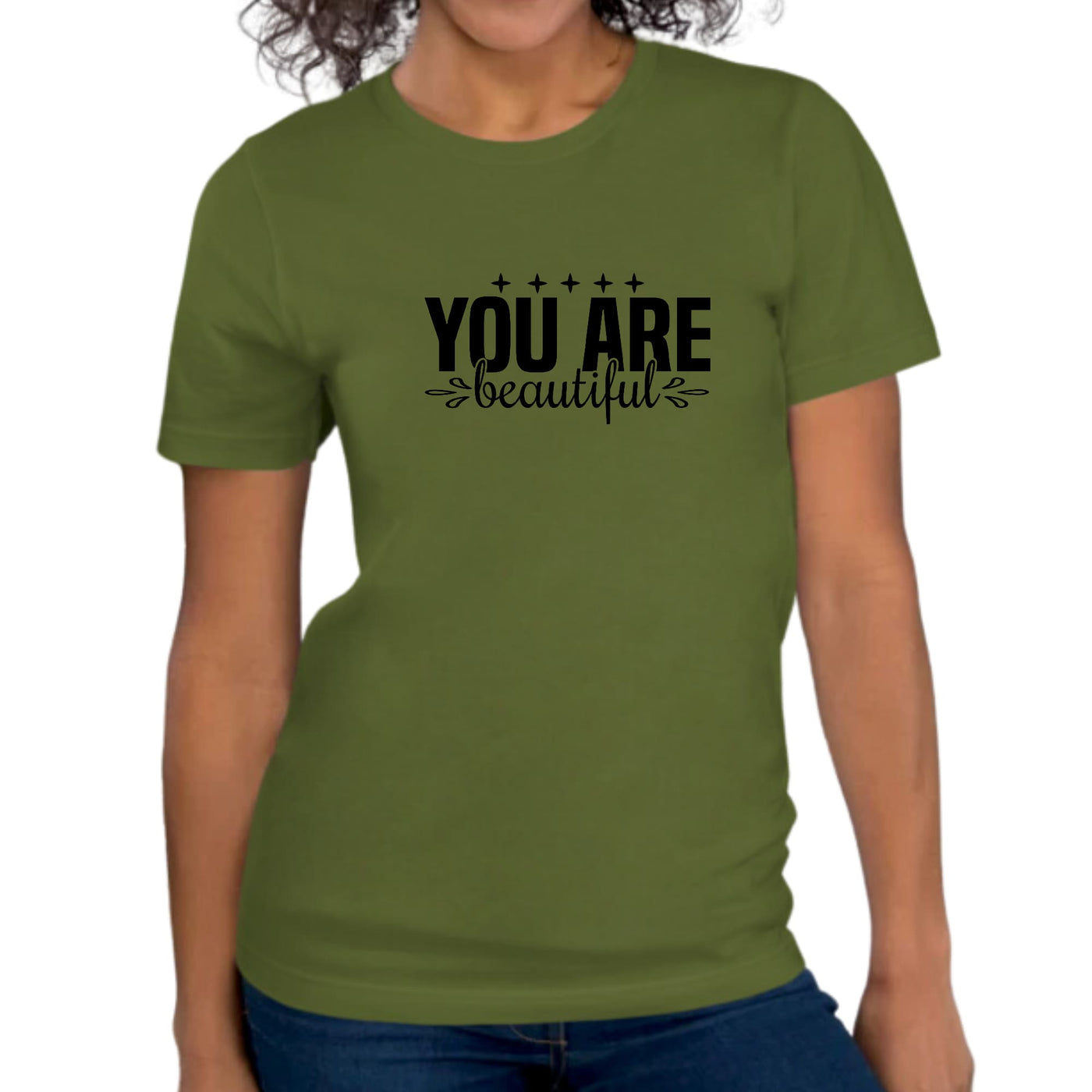 Womens Graphic T - shirt You Are Beautiful - Inspiration Affirmation, | T
