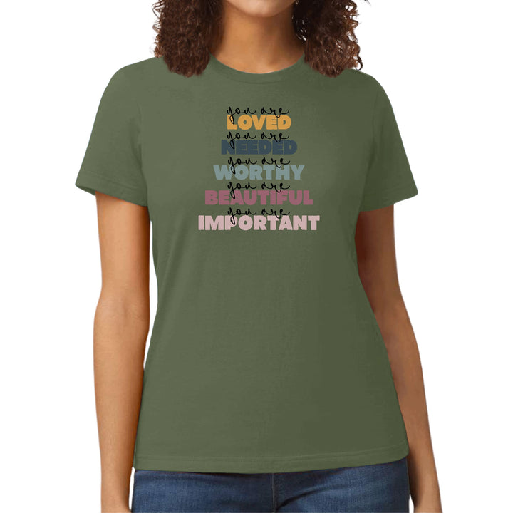 Womens Graphic T-shirt you are Loved Inspiration Affirmation - Womens | T-Shirts