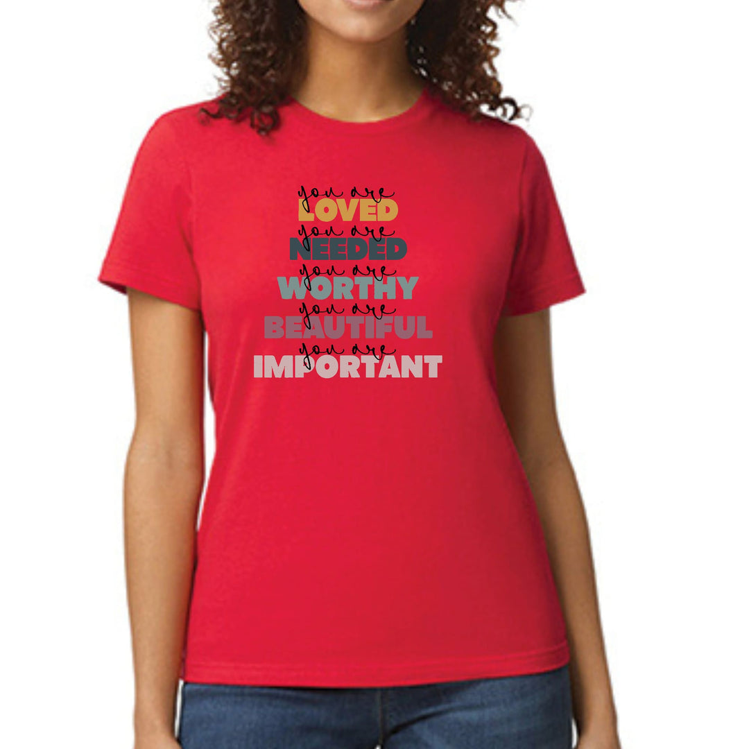 Womens Graphic T-shirt you are Loved Inspiration Affirmation - Womens | T-Shirts