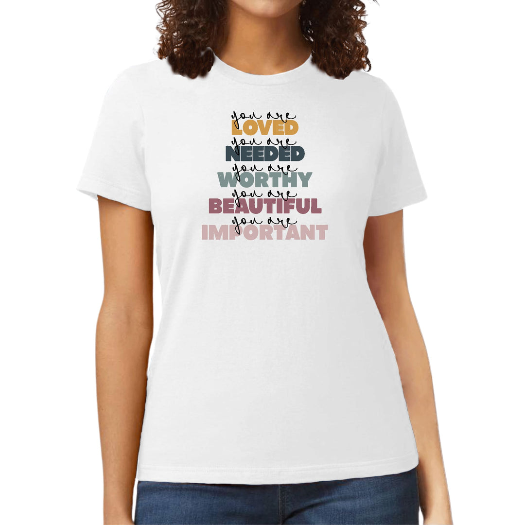 Womens Graphic T-shirt you are Loved Inspiration Affirmation - Womens | T-Shirts