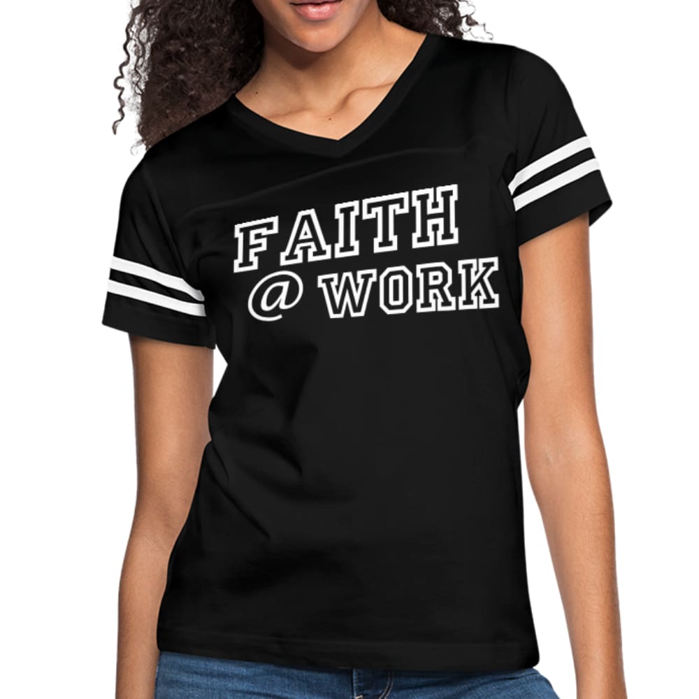 Womens Graphic Vintage Sport T-shirt Faith At Work Illustration - Womens