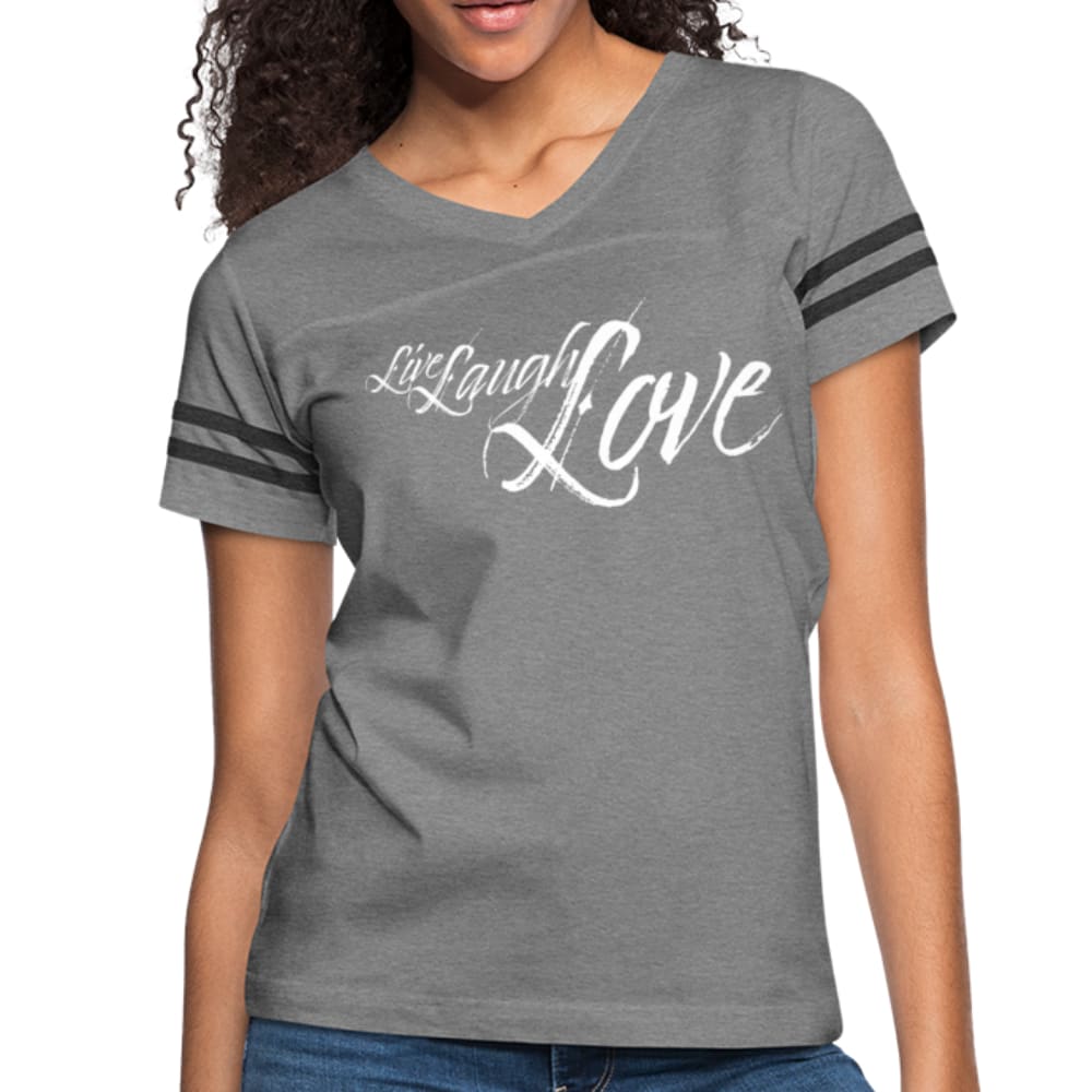 Womens Graphic Vintage Sport T-shirt Live Laugh Love Illustration - Womens