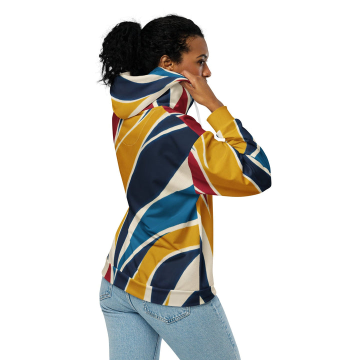 Womens Graphic Zip Hoodie Abstract Multicolor Swirl Line Pattern 78386