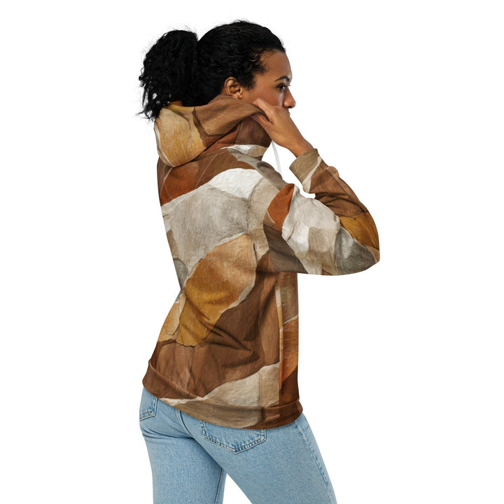 Womens Graphic Zip Hoodie Abstract Stone Print