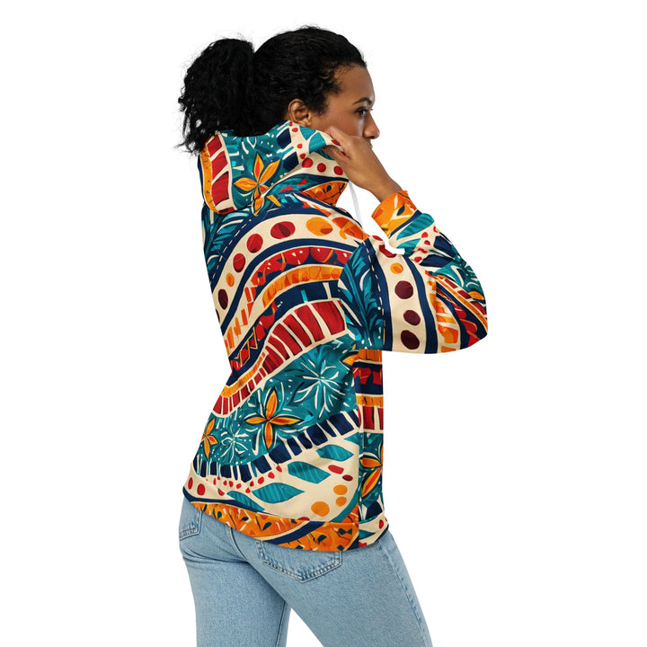 Womens Graphic Zip Hoodie Boho Floral Print