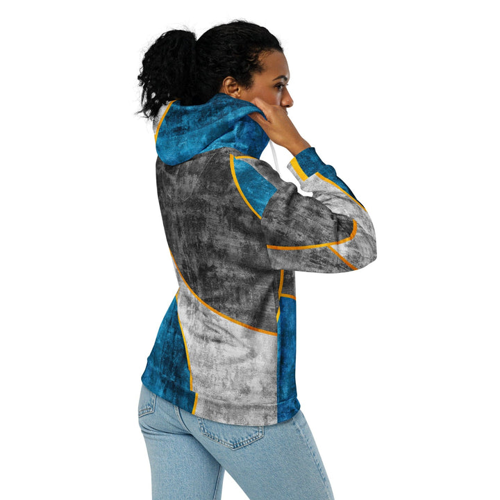 Womens Graphic Zip Hoodie Blue Grey Design