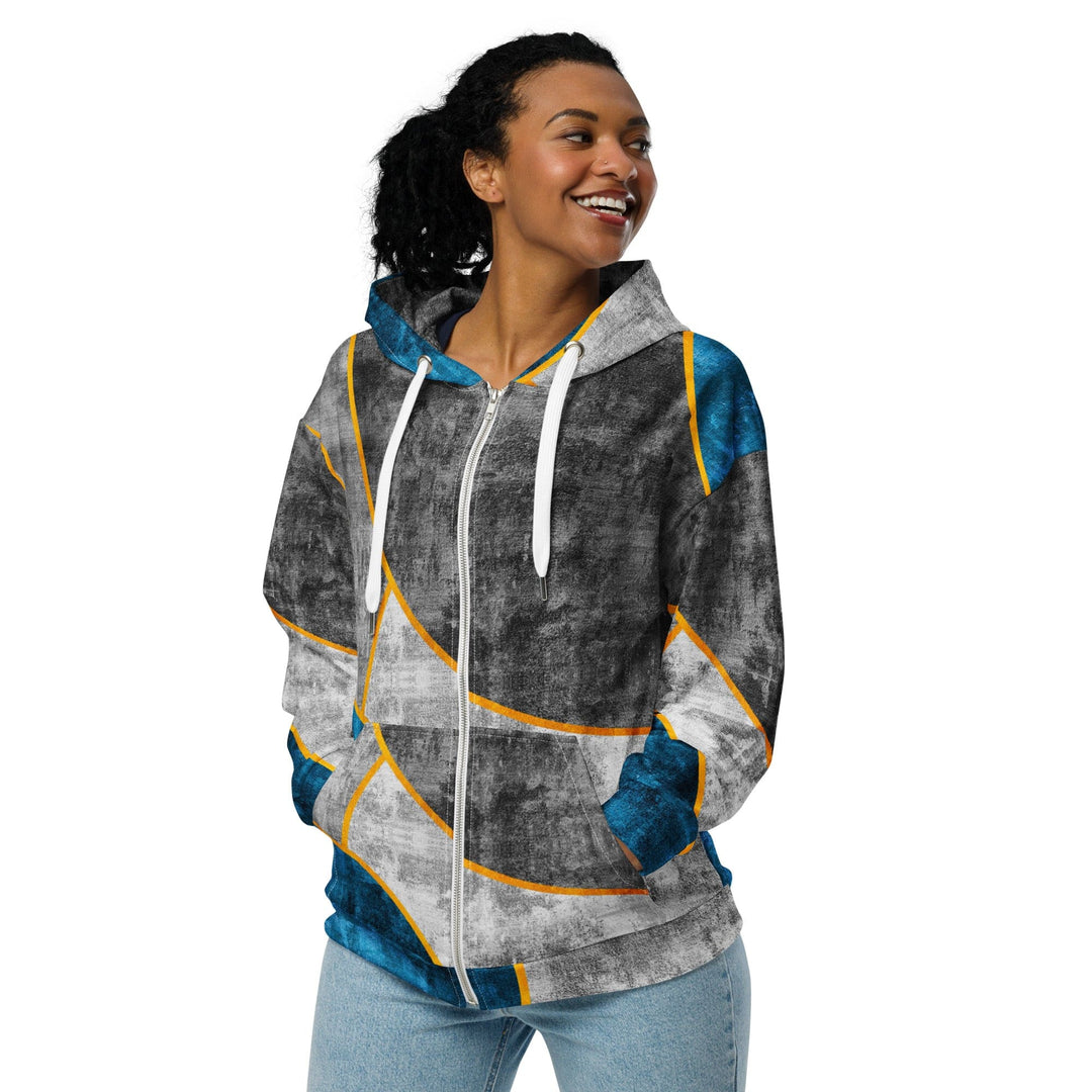 Womens Graphic Zip Hoodie Blue Grey Design