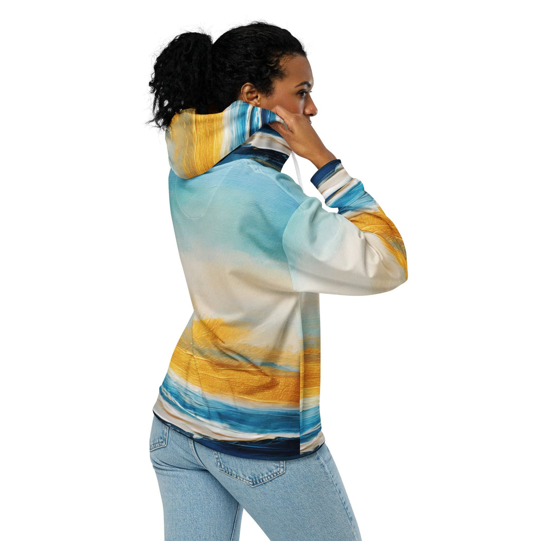 Womens Graphic Zip Hoodie Blue Ocean Golden Sunset Print 4