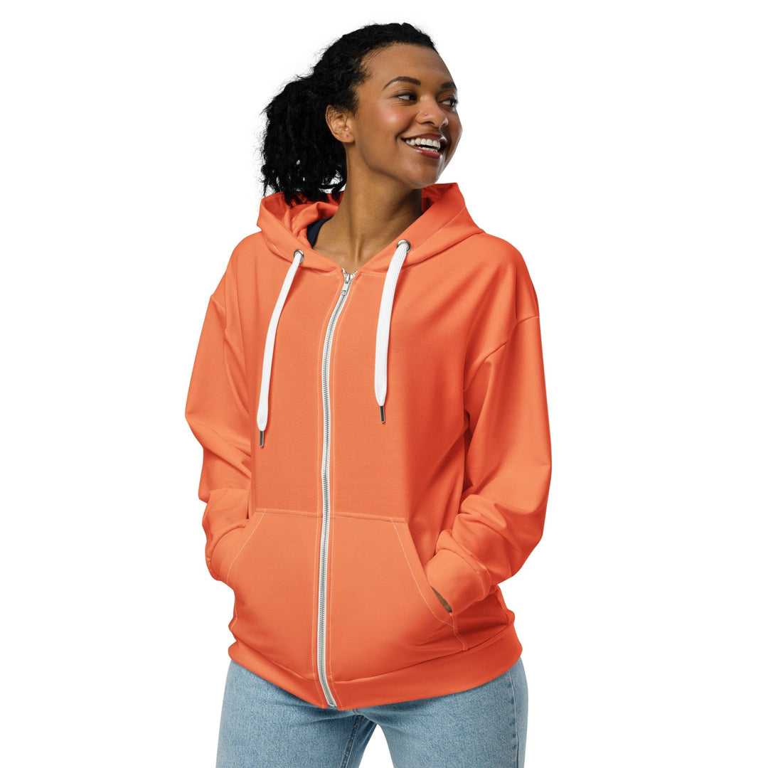 Womens Graphic Zip Hoodie Coral Orange Red