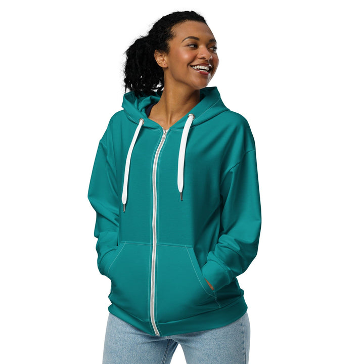 Womens Graphic Zip Hoodie Dark Teal Green