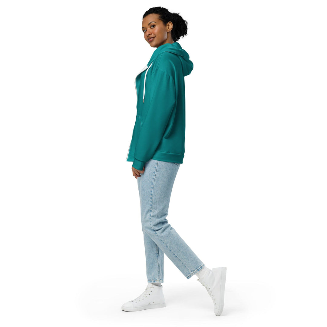 Womens Graphic Zip Hoodie Dark Teal Green