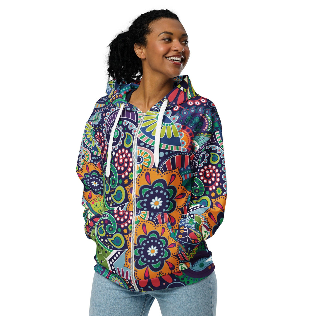 Womens Graphic Zip Hoodie Floral Paisley 22523