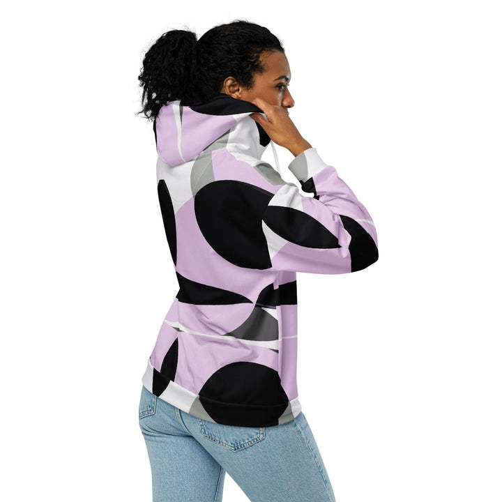 Womens Graphic Zip Hoodie Geometric Lavender and Black Pattern 2