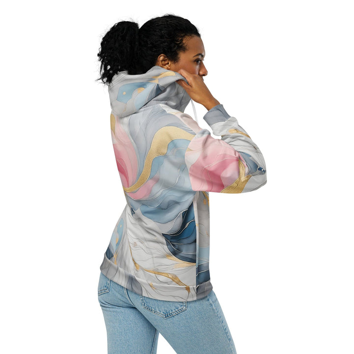 Womens Graphic Zip Hoodie Marble Cloud of Grey Pink Blue 5522