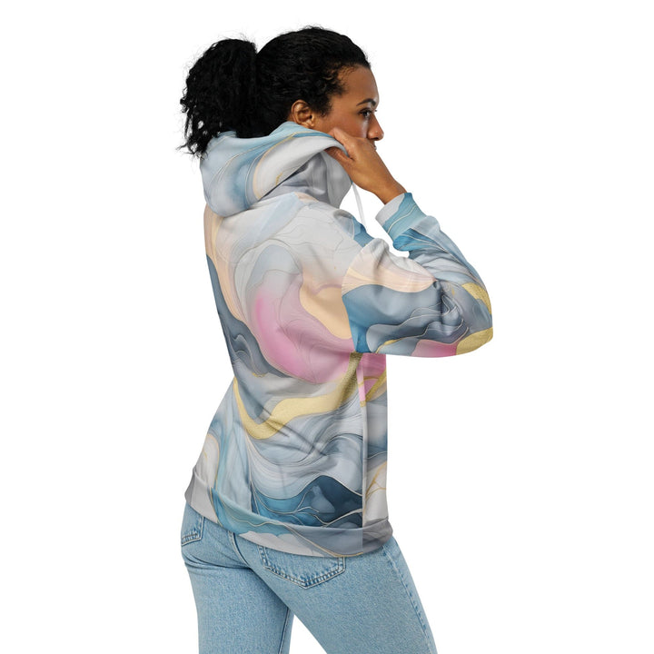 Womens Graphic Zip Hoodie Marble Cloud of Grey Pink Blue 72067