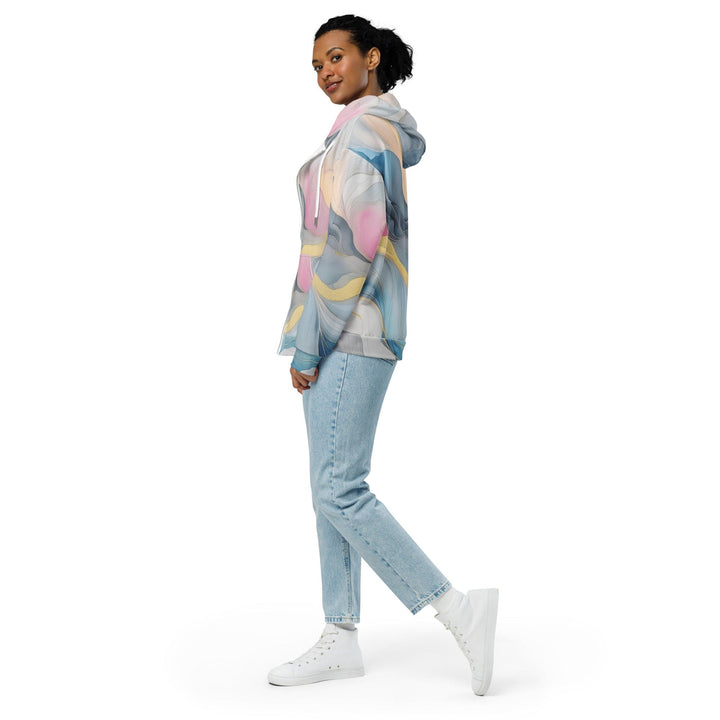 Womens Graphic Zip Hoodie Marble Cloud of Grey Pink Blue 72067