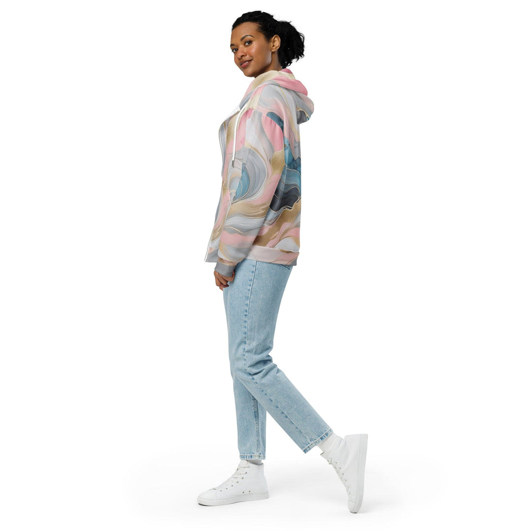 Womens Graphic Zip Hoodie Marble Cloud of Grey Pink Blue 82395