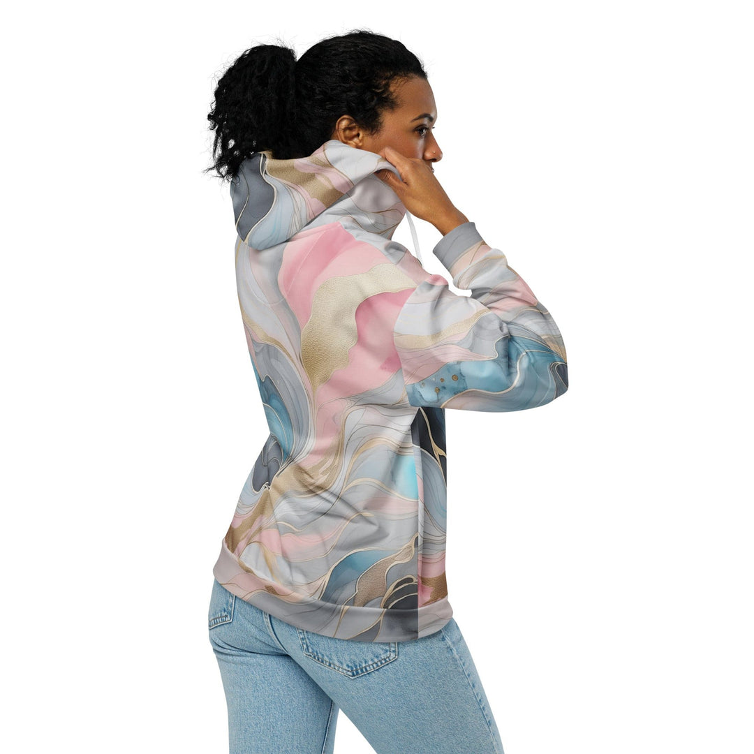 Womens Graphic Zip Hoodie Marble Cloud of Grey Pink Blue 82395