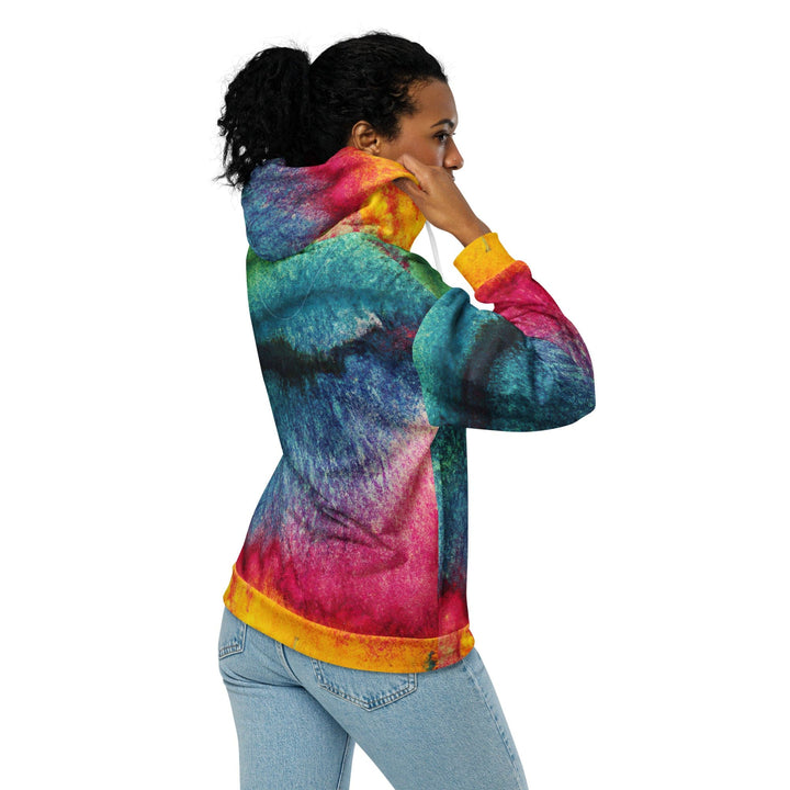 Womens Graphic Zip Hoodie Multicolor Abstract Pattern