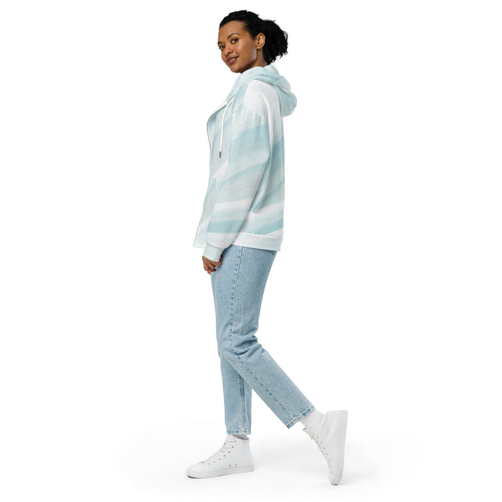 Womens Graphic Zip Hoodie Pastel Blue Swirl