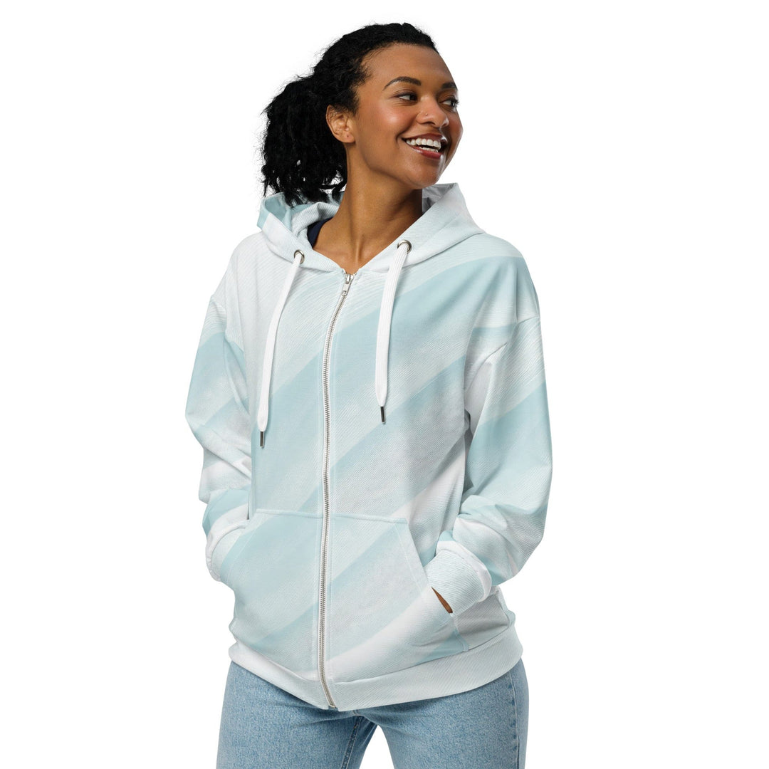 Womens Graphic Zip Hoodie Pastel Blue Swirl