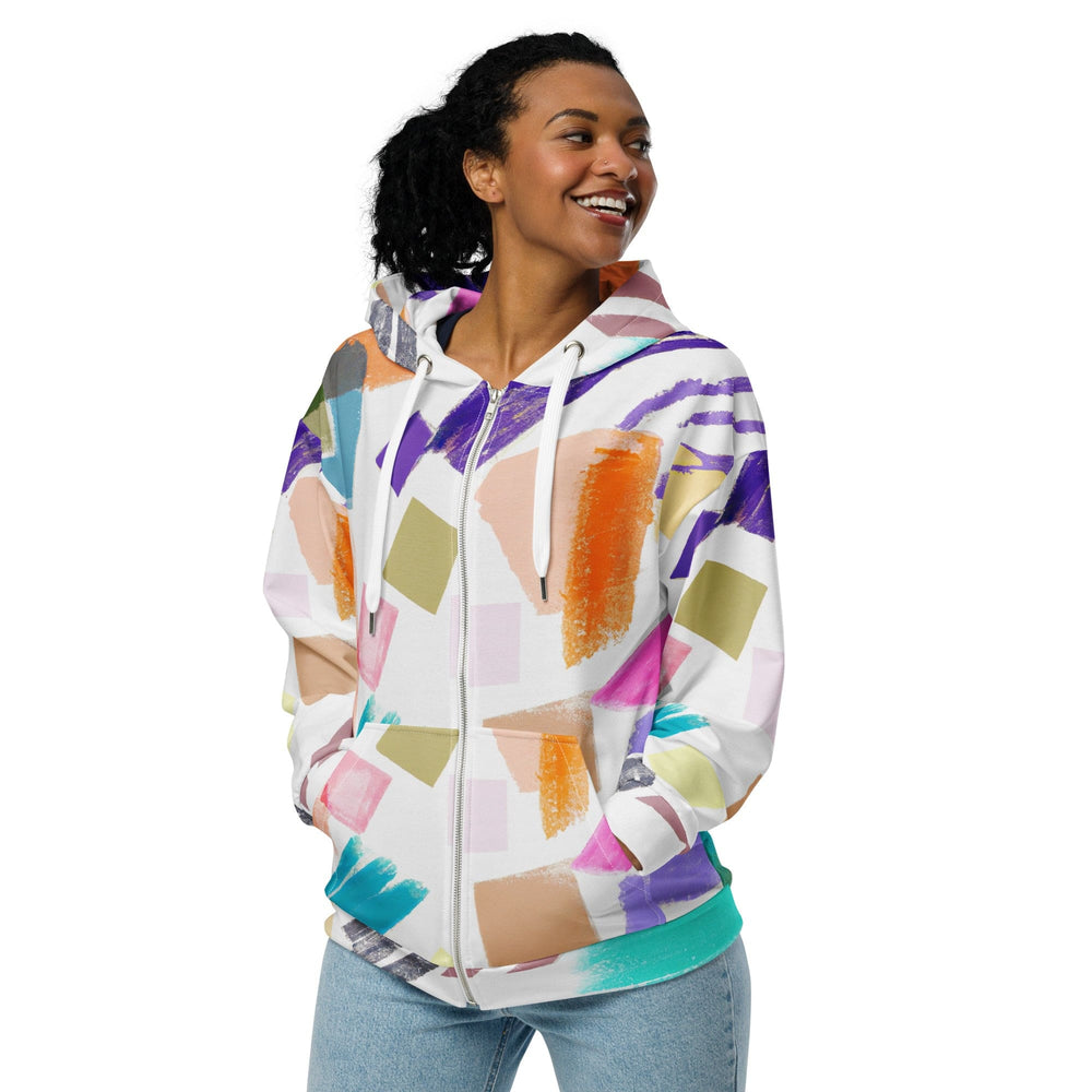 Womens Graphic Zip Hoodie Pastel Pattern