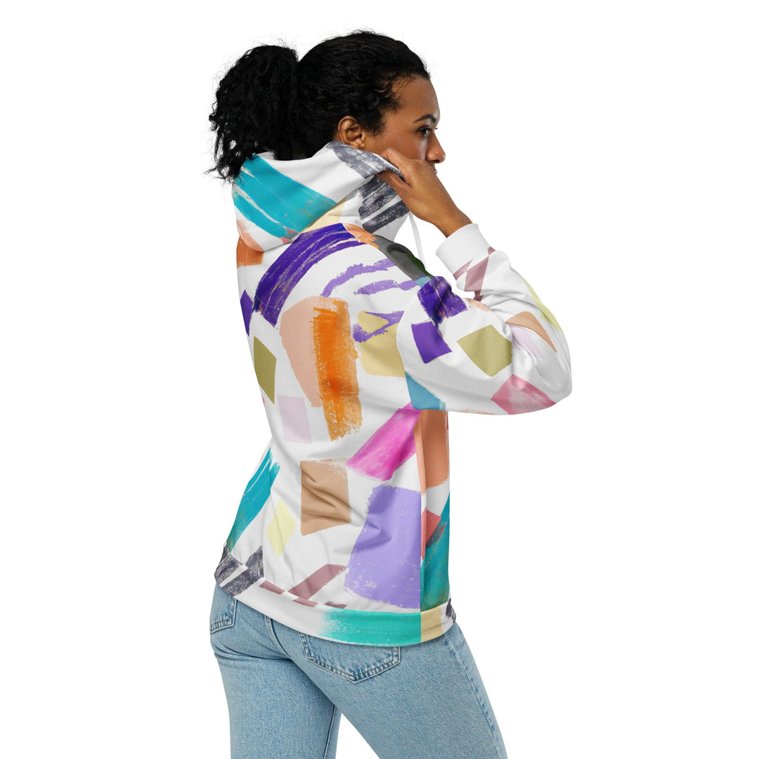 Womens Graphic Zip Hoodie Pastel Pattern