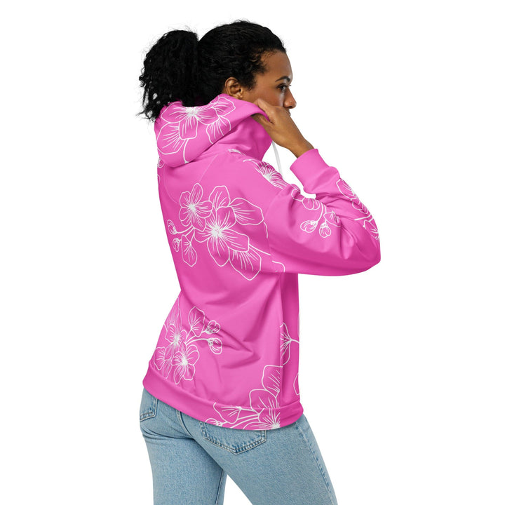 Womens Graphic Zip Hoodie Pink Floral 7022623