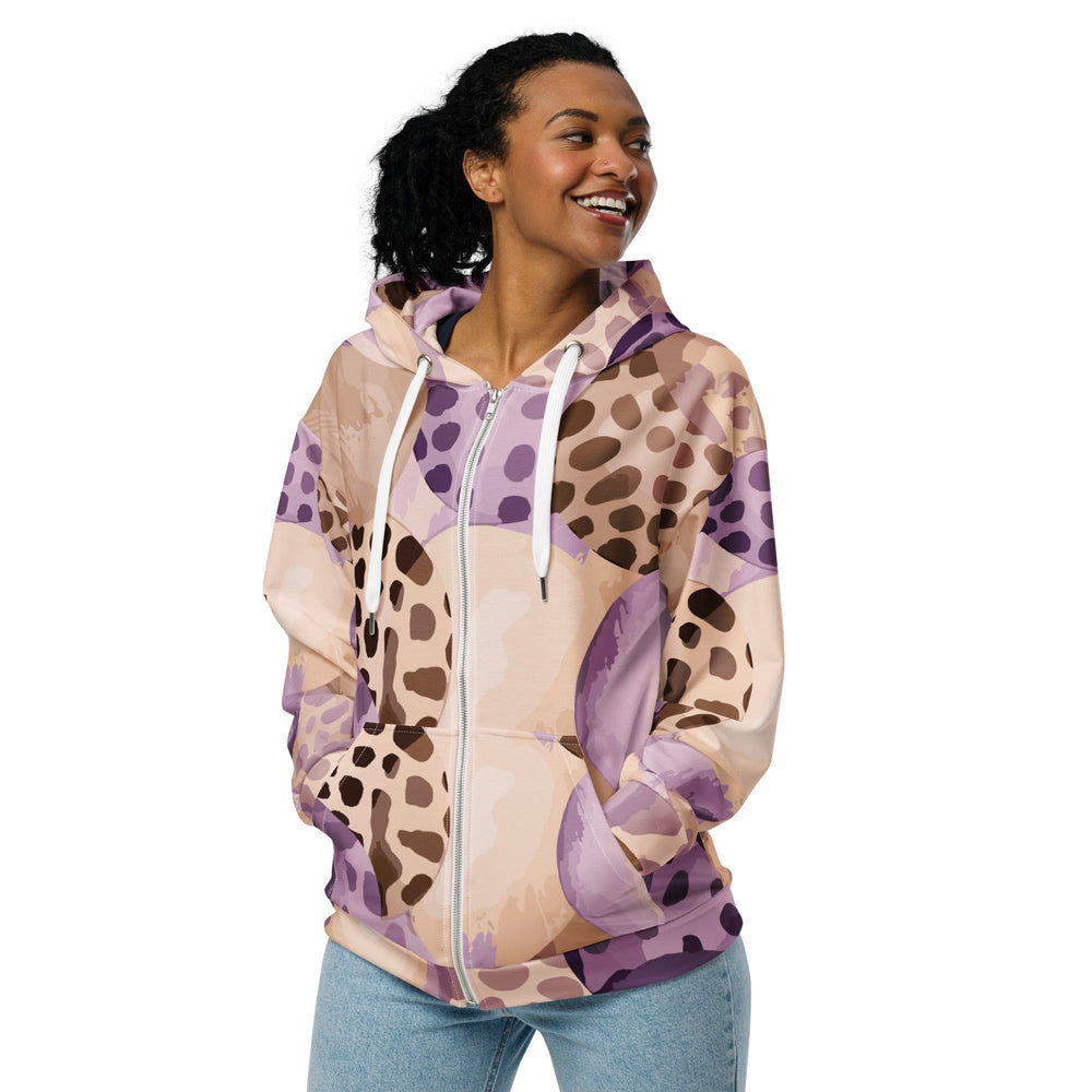 Womens Graphic Zip Hoodie Purple Lavender Spotted Print