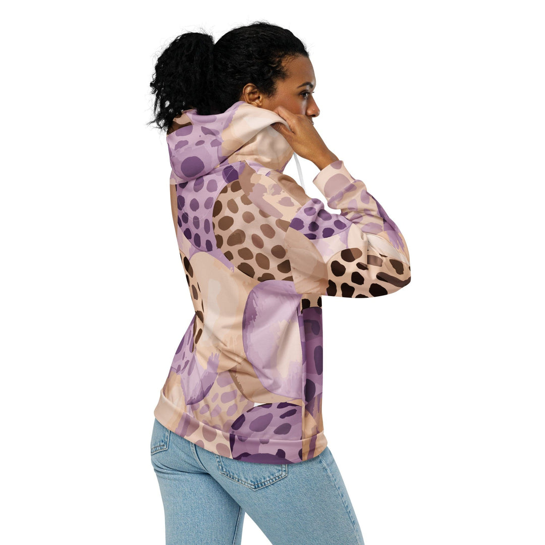 Womens Graphic Zip Hoodie Purple Lavender Spotted Print