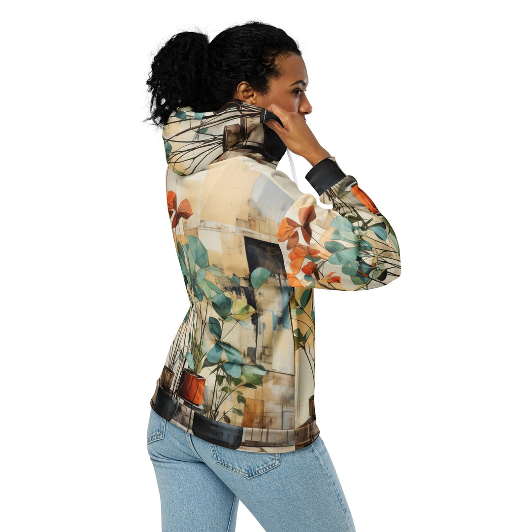 Womens Graphic Zip Hoodie Rustic Botanical Plants