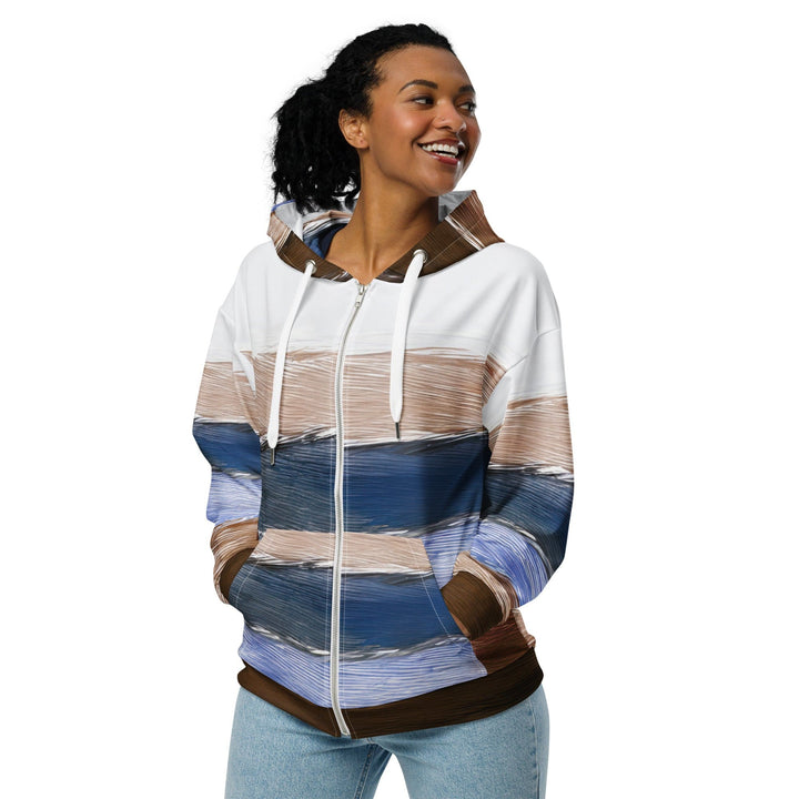 Womens Graphic Zip Hoodie Rustic Hues Pattern