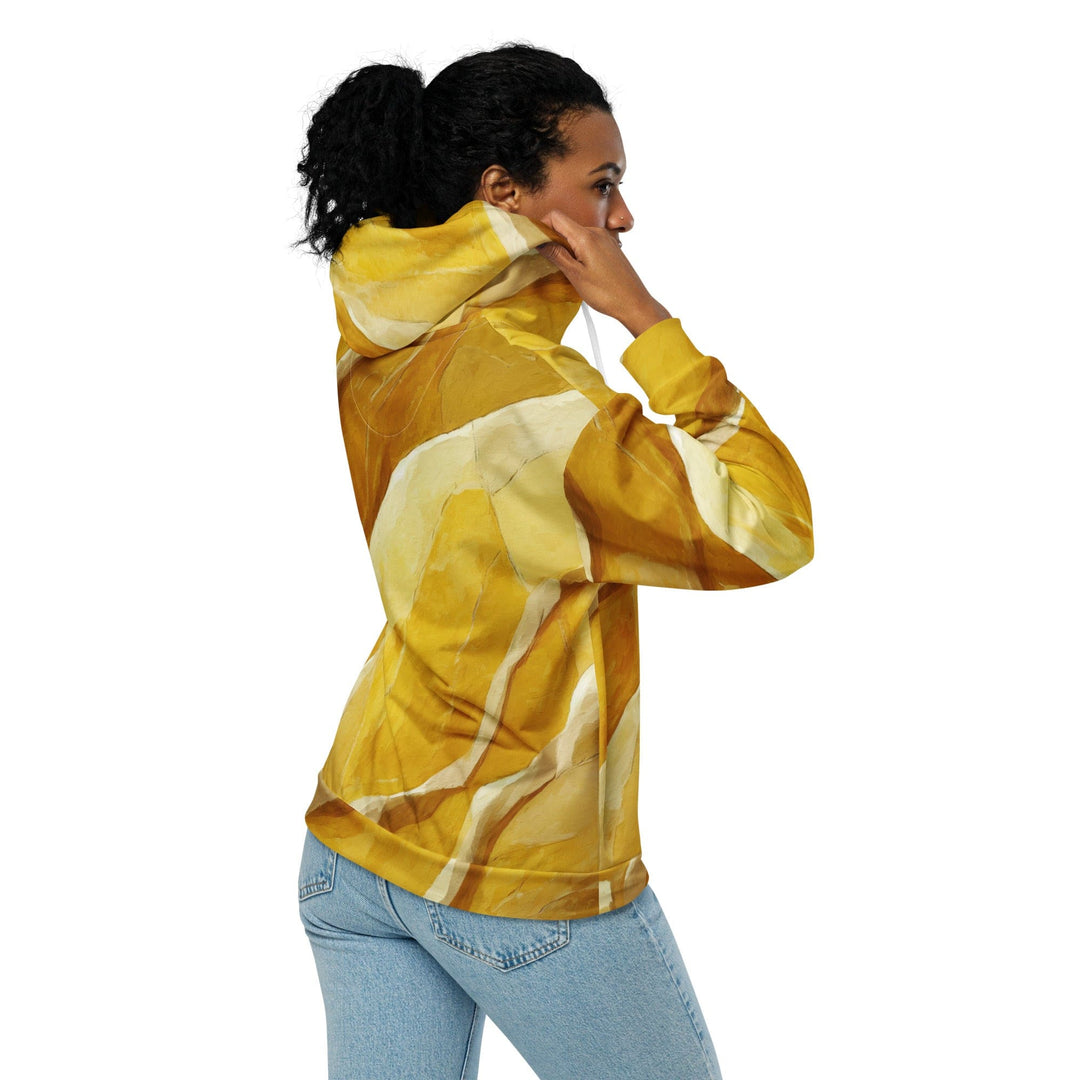 Womens Graphic Zip Hoodie Rustic Yellow Stone Print