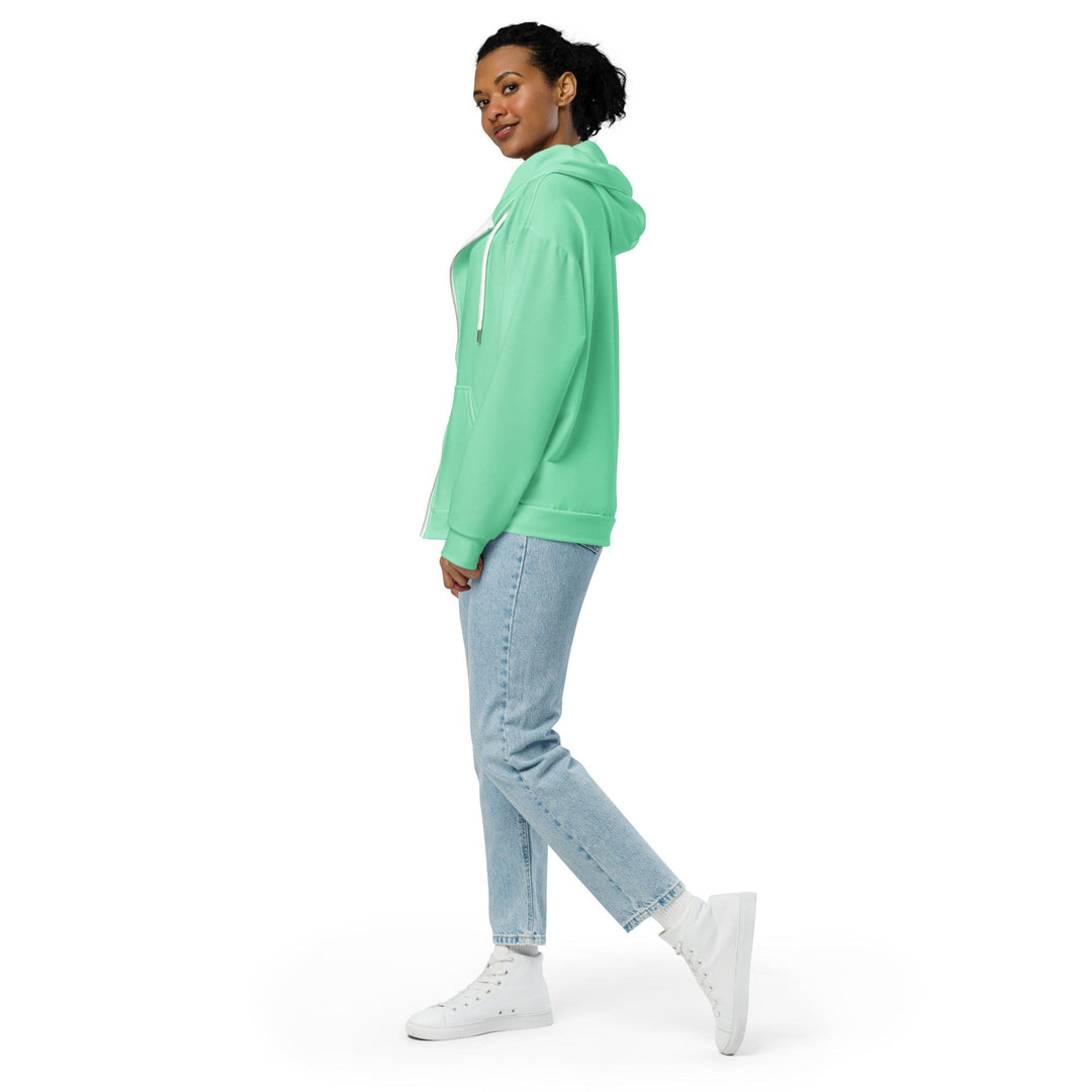 Womens Graphic Zip Hoodie Seafoam Green