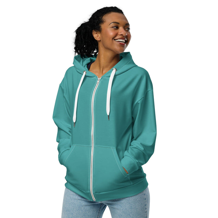 Womens Graphic Zip Hoodie Teal Green